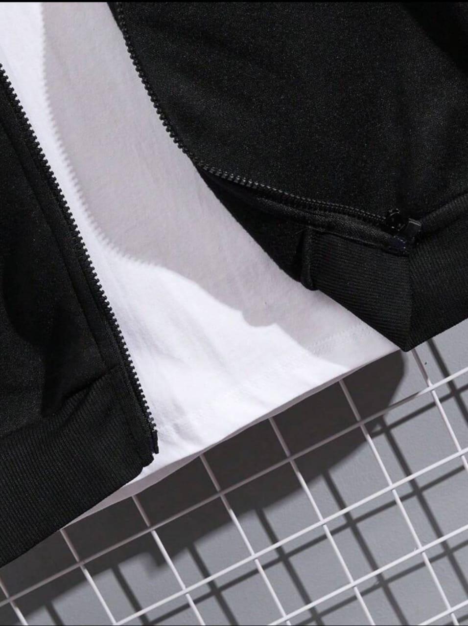 2 Pcs Men's Fleece Plain Zipper TrackSuit